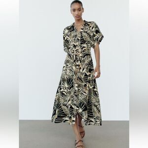 Zara tropical print midi dress